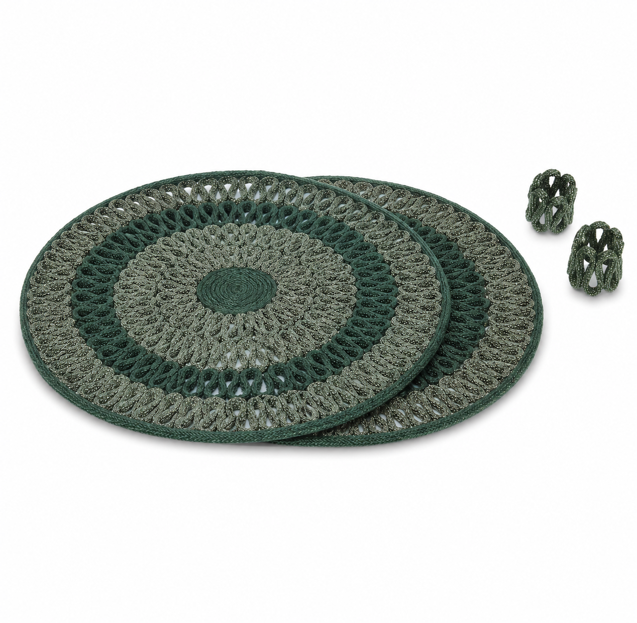 Kit Sousplat e Argola Guardanapo Ondas C/2 - Verde - still - Instituto Tidelli