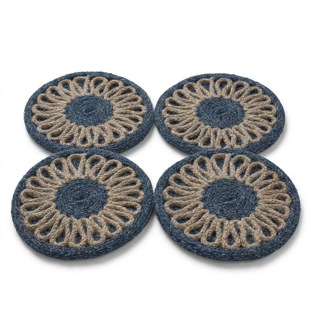 Kit Porta Copos Ondas C/4 - Bege Azul - still - Instituto Tidelli