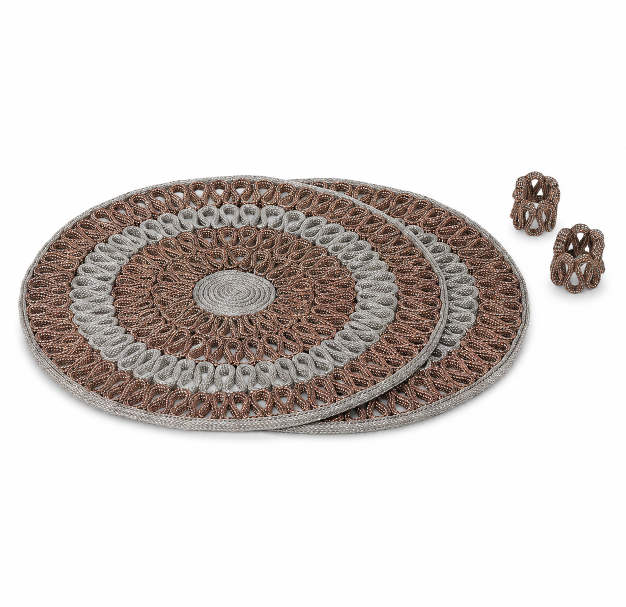 Kit Sousplat e Argola Guardanapo Ondas C/2