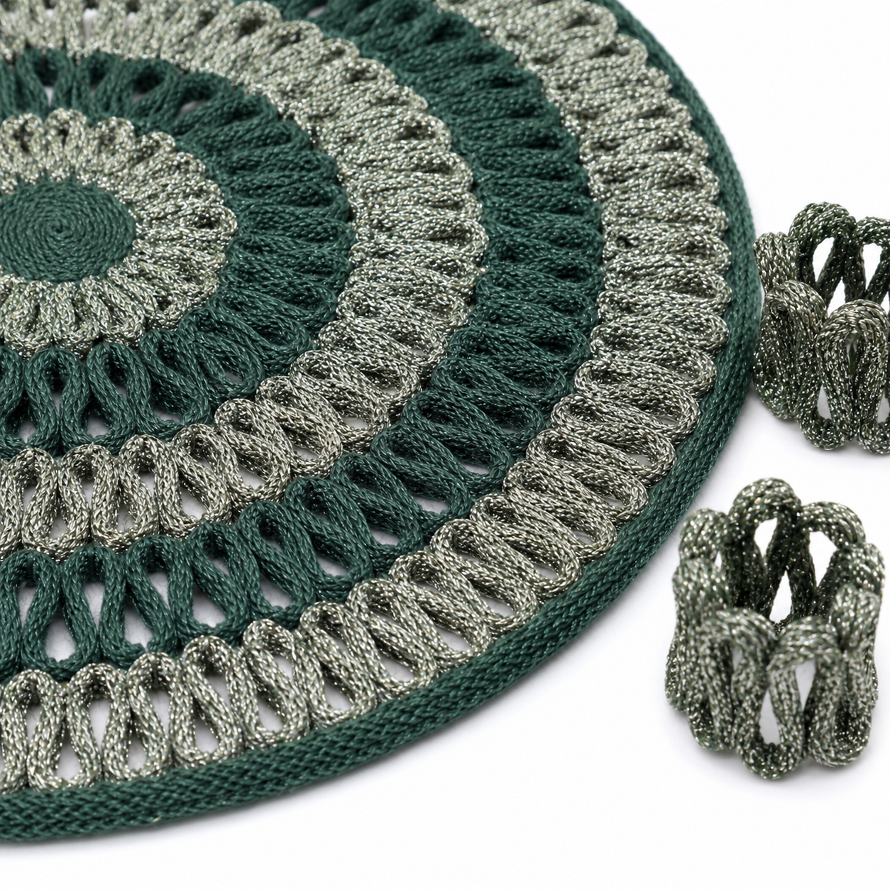 Kit Sousplat e Argola Guardanapo Ondas C/2 - Verde - still - Instituto Tidelli